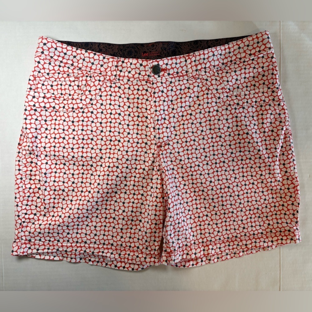 Lee comfort waistband poppy field poppies print cotton blend shorts size 20W